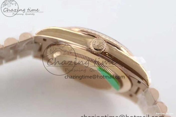 0419 Day Date 40mm RG 904L Steel TWF 1:1 Best Edition Black Crystal Dial on RG Bracelet A MoistureWicking 2349